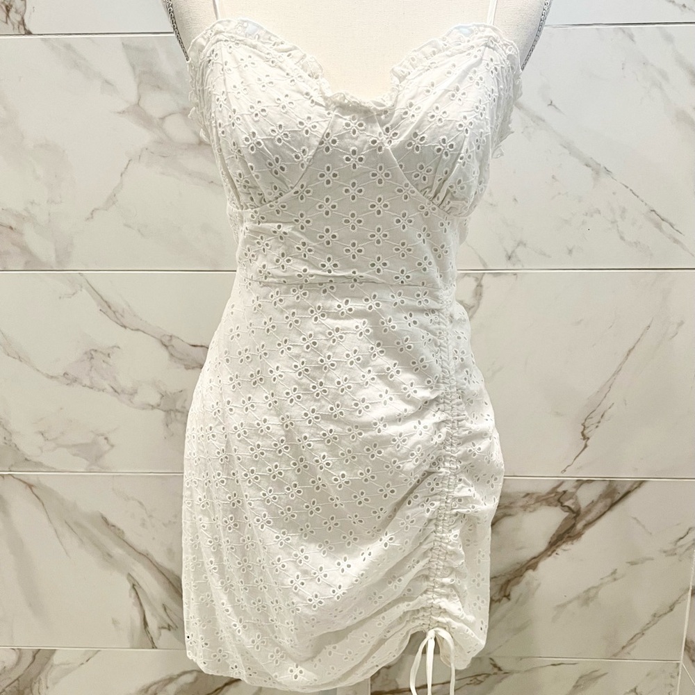 Elegant White Eyelet Midi Dress
